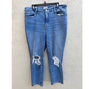 Good American NEW Good Classic Hi Rise Distressed Jeans Blue Casual Everyday